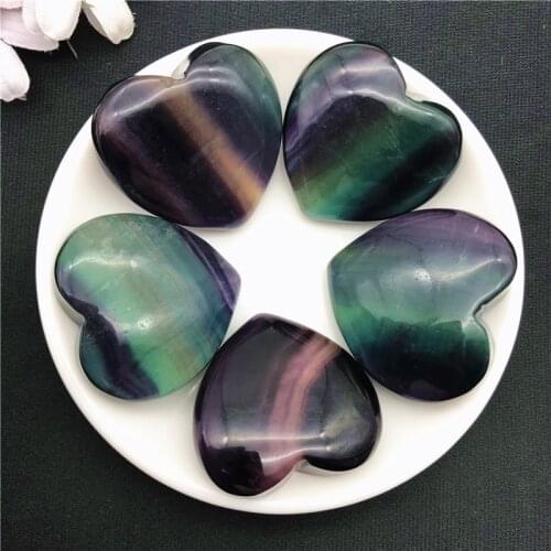 1PC Peach Heart Shaped Fluorite Cut Bread Pendant Reiki Healing Natural Stone Meditation Amule thome decoration