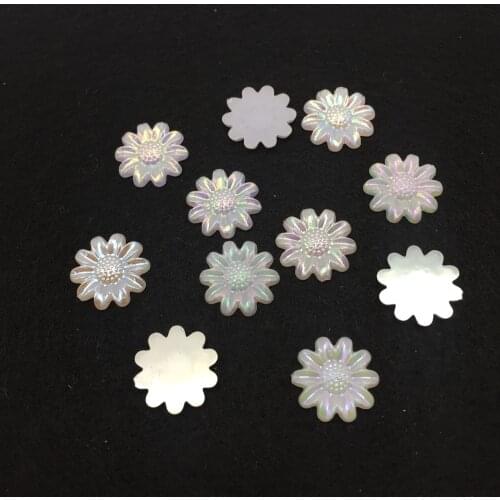 100pcs 12mm White AB Color Resin Daisy Flowers Flatbacks Embellishments DIY Phone Christmas Decorations For Scrapbooking Crafts