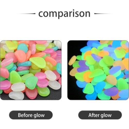 100PCS Glowing Stones For Decorations Fish Tank Aquarium Luminous Stone Zen Garden Stones Rocks Glow in the Dark Pebbles