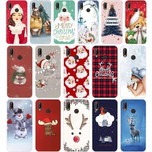 203FG Lovely Santa Claus Elk Soft Silicone Tpu Cover Case for huawei Mate P20 P30 Llte Pro Y6 Y7 2019