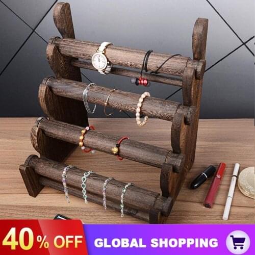 4 Layer Wooden Frame Bracelet Bracelet Watch Display Storage Jewelry Rack Display