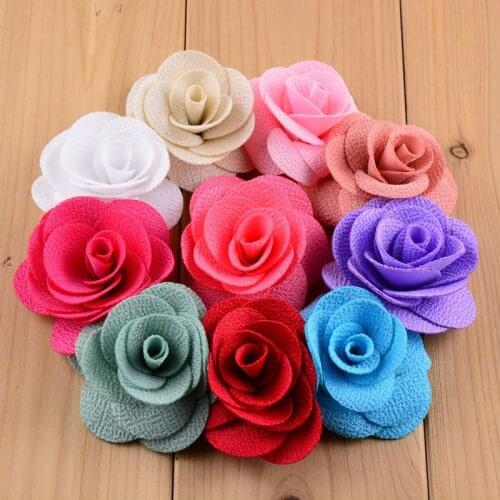 Yundfly 5pcs Rose Flower Flat Back For Baby Girls Headband Headwear Handmade Rose Flowers DIY Garments Hair Accessories