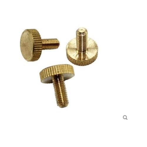 5pcs M3 Flat Head Brass Screws Hand Twist Knurled bolts Tighten lock adjustment Copper Screw bolt 4mm-8mm length