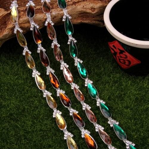 Free Shipping 5 yards Crystal Rhinestone Trim, Rhinestone Applique, Wedding Applique,Rhinestone Chain MALI050