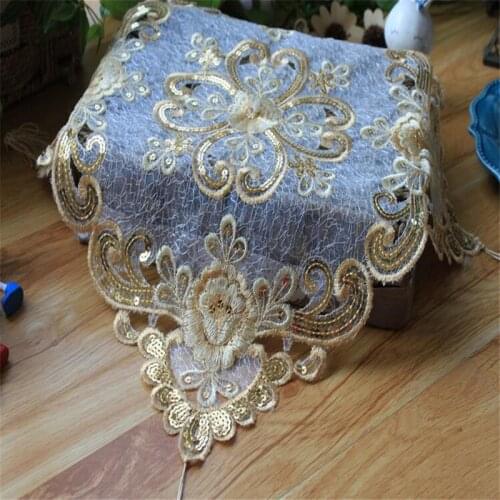 Free Shipping By Random Eegance Embroidery 38x38cm Tablecloth Cup Mat Cover Place Wedding Party Chirstmas Gift Antependium