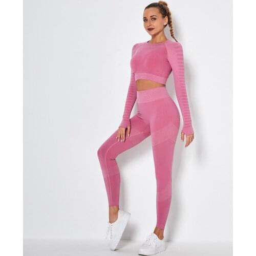 Seamless High-stretch Yoga Set Running Sports Long Sleeve Fitness Leggings Fitness High Waist Push Hip Yoga Pants Gym Sports Set