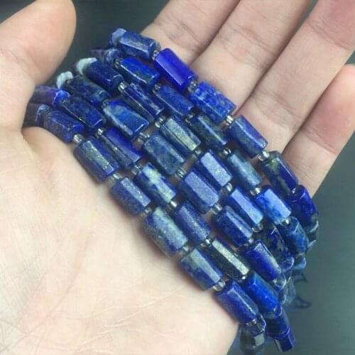 Natural Stone Beads Column Shape Lapis Lazuli Loose Spacer Beads For DIY Jewelry Making Bracelet Necklace Accessories 15''Inches