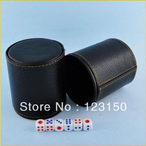 DC-004 Black PU Leather Dice Cup with inside black palstic material, in high quality