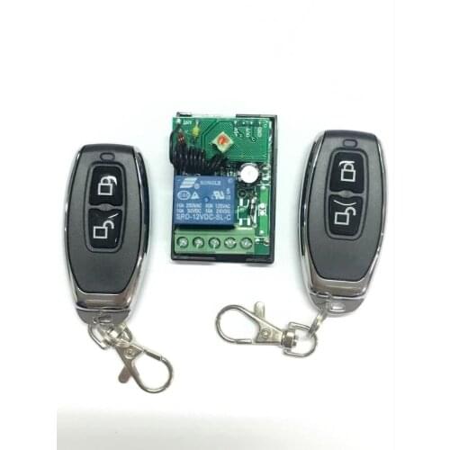 DC 12V 1-Channel 433Mhz Wireless Relay RF Remote Control Switch Receiver with 2 Transmitter