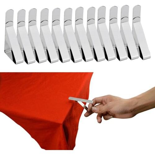 12 Pieces Stainless Steel Tablecloth Clips Picnic Wedding Table Cover Clamps Table Skirt Cloth Holder, Windproof