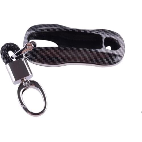 Car Smart Remote Key Fob Cover Case Chain Fit for Porsche Cayenne Coupe Panamera Taycan 2020 Carbon Fiber Style ABS
