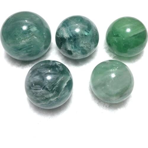 Green Fluorite Quartz Stone Hand-Polished Feng Shui Sphere Healing Reiki Home Decoration Stone Handicraft Decoration Sphere