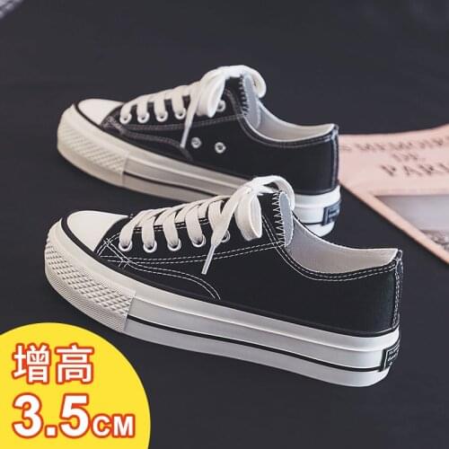 Canvas Shoes Womens 2021 Spring New Flat Bottom Low Top Thick Bottom White Shoes Students Versatile Casual Black Cloth Shoes