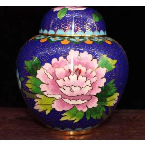 Collection exquisite Chinese copper tire filigree enamel cloisonne Flower pattern small pot /2 colors
