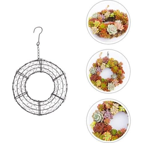 Round Wreath Frame Succulents Metal Hanging Wreath Frame Form Home Garden Decoration Hook 21cm