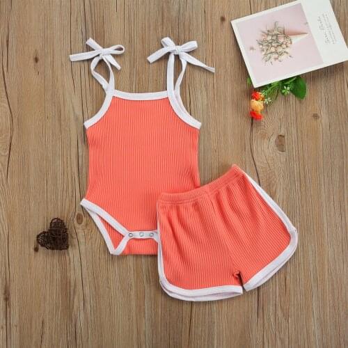 Summer Cute Baby Boys Girls Sleeveless Casual Outfits Clothes Sets Toddler Kids Knitted 2pcs Clothings Children Home Wear Sets