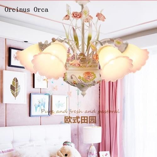French garden living room chandelier Korean warm bedroom dining room resin carved girl room childrens Chandelier