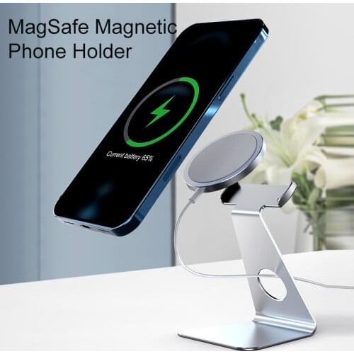 MagSafe Magnetic Phone Holder Aluminum Charger Stand Support For iPhone 12Pro Max Desktop Magnet Cellphone Charger Support Mount