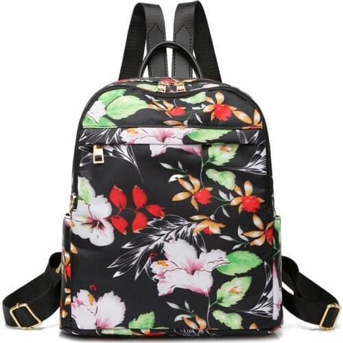 Fashion Womens Backpack Schoolbag Leisure Backpack Printed Large Capacity Backpack Nylon Waterproof Outdoor Travel Bag
