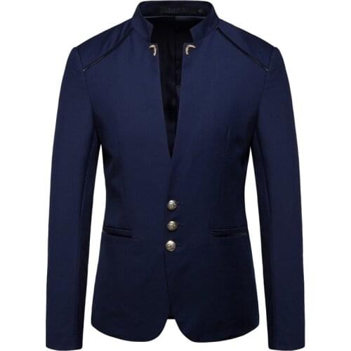 2021 autumn new mens fashion blazer mens fashion stand collar three button suit jacket mens Slim large size suit jacket