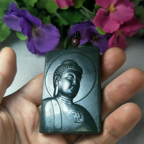 Natural He tian Jade Buddha Jade Pendant Jewelry Lucky Exorcise evil spirits Auspicious Safety Amulet Jade Pendant Fine Jewelry