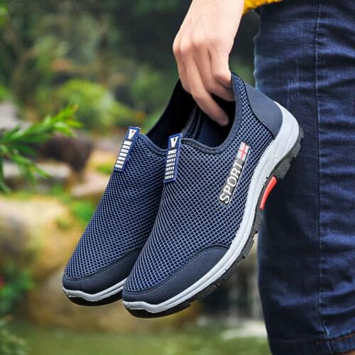 Low Top Men Shoes Slip-on Sneakers Men 2020 Big Size Sport Running Shoes Breathable Summer Sports Shoe Mesh Athletic Trainers I2