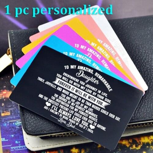 Personalized Metal Wallet Card Insert Custom Laser Engraved Message Card Romantic Gift Hand Writting Love Greeting Card KP021