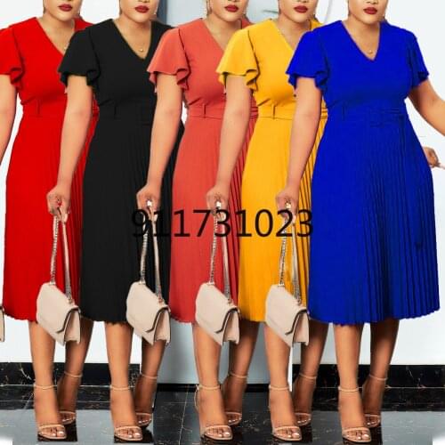 3XL Plus Size African Pleated Dress For Women Fashion Dashiki Midi Vestido 2021 New Arrival Robe Elegant African Party Dress