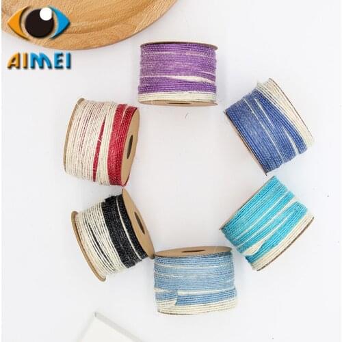 Factory Direct 1Cm Color Fish Silk Flowers Gift Tag Hemp Ribbon Hemp Linen Cloth Textile Accessories