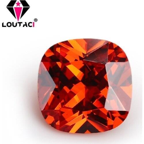 LOUTACI Mystic Factory Direct Sale Orange Red Cushion Cubic Zirconia Big Size 11x11-15x15mm