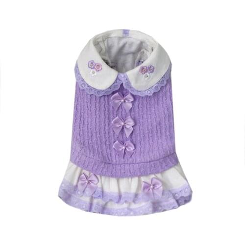 Handmade Luxury Dog Dress Sets 2-piece Suit 100% Cotton Dress for Small Dog Cat Clothes Pet Costumes Teddy Yorkie Maltese Poodle