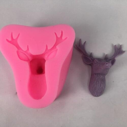 Deer Head Shaped Silicone Fondant Cake Mold Cake Decoration Moulds Gypsum Aromatherapy Mould
