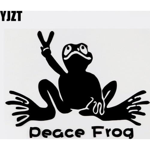 YJZT 14.6CMX11.1CM Funny Peace Frog Vinyl Car Sticker Decal Black/Silver Graphical 8C-0216