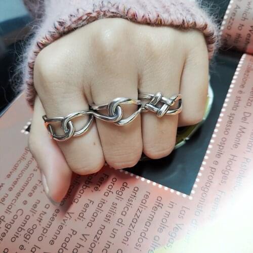 Ckysee Retro 925 Sterling Silver Cuff Smile Face Rings Twist Opening Rings For Women Bague Anillos Fine Jewelry 18mm