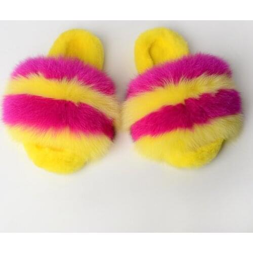 Womens Fur Slippers,Ladies Shoes, Plush Sandals,Fox Hair, Warm Winter Slippers, New Spring Summer Winter 2021 Collection