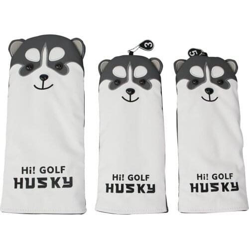 1Pc Golf Club Headcover Lovely Husky Golf Wood Club Heads Cover Cartoon Animal #1 #3 #5 PU Leather Headcover Dustproof Covers