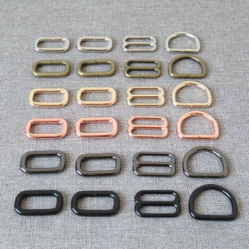 10sets 25mm webbing metal belt buckle D ring slider for dog martingale collar leash bag backpack handbag sewing DIY accessory