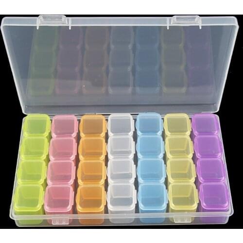 100 Set 28 Grids Diamond Painting Plastic Storage Box Nail Art Rhinestone Tools Beads Storage Case Organizer Holder kit