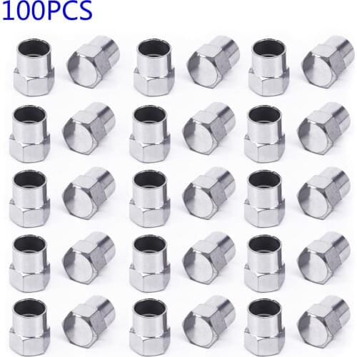 100pcs/Sets Vehicle Valve Stem Cap Wheel Universal Silver Chrome Plated Parts