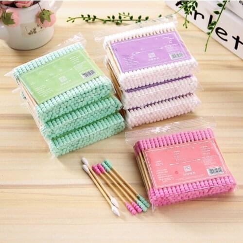 100pcs/ Pack Double Head Cotton Swab Women Makeup Cotton Buds Tip For Medical Wood Sticks Nose Ears Cleaning Health Care Tools
