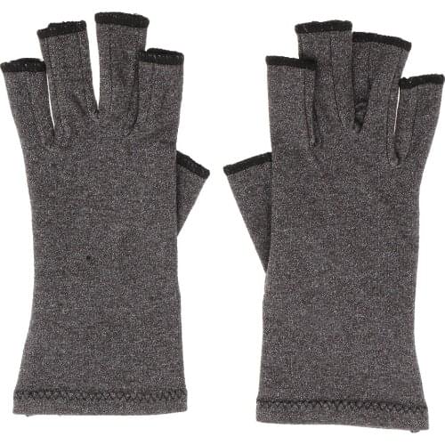 2pcs Black Compression Arthritis Gloves for Women and Men, Fingerless Design for Typing, Daily Hand Brace Support
