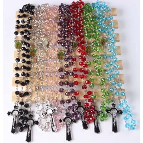 2016 fashion crystal round bead catholic rosary colorful quality bead Silver Plated Free shipping