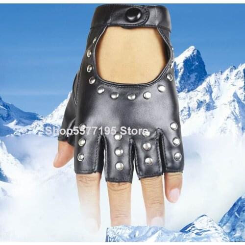 2020 Fashion Half Finger Gloves Men Faux Leather Mittens Fingerless Tactical Gloves Men Women Driving Guantes R5658