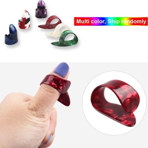 Alice Celluloid 3 Thumb Pick + 3 Finger Nail Picks Mediator Ring Shape Plectrums Sheath for Acoustic Electric Bass Guitar Parts