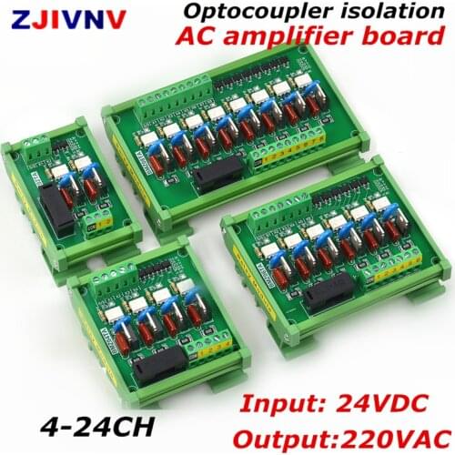 4-24Channels Optocoupler isolated IO single chip microcomputer PLC AC amplifier board output AC220V tigger voltage 24VDC