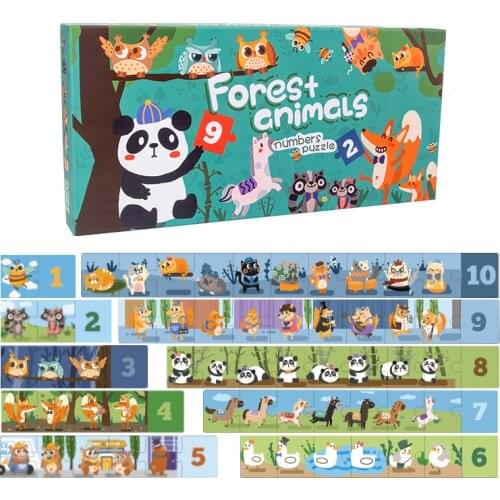 65pcs Cartoon Puzzle Animals/Traffic Number Cognitive Wooden Train Shape Educational Learning Toy Jigsaw Game Children Toy Gift