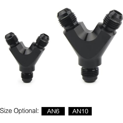 AN6 AN10 Aluminum Y Block Adapter Fittings Adaptor Black Y Type Oil Pipe Joint