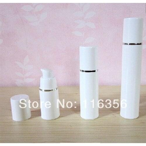 50ml white airless vacuum pump lotion bottle with silver line