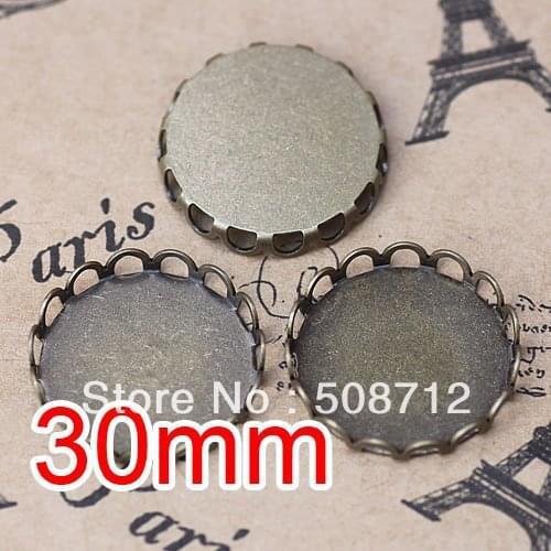 Free shipping!!! Bronze Tone Cabochon Frame Settings 30mm,Cameo Cab settings