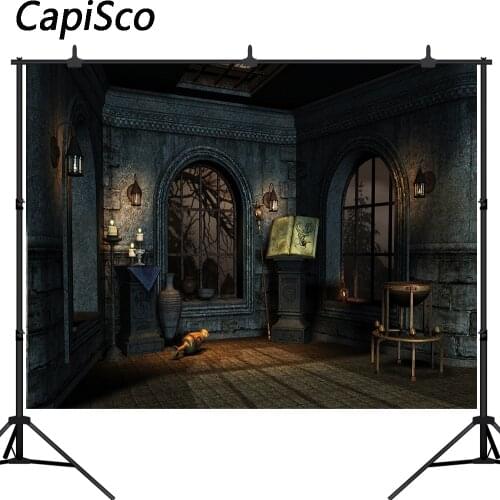 Capisco Halloween Photography Backdrop Magic Book Candles House Wizard Scene Children Adults Portraits Background Photo Studio